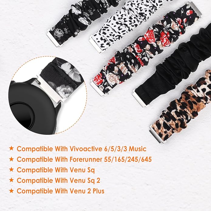 Correa Simpeak 20mm Scrunchie para Garmin Vivoactive Forerunner Venu miniatura 3