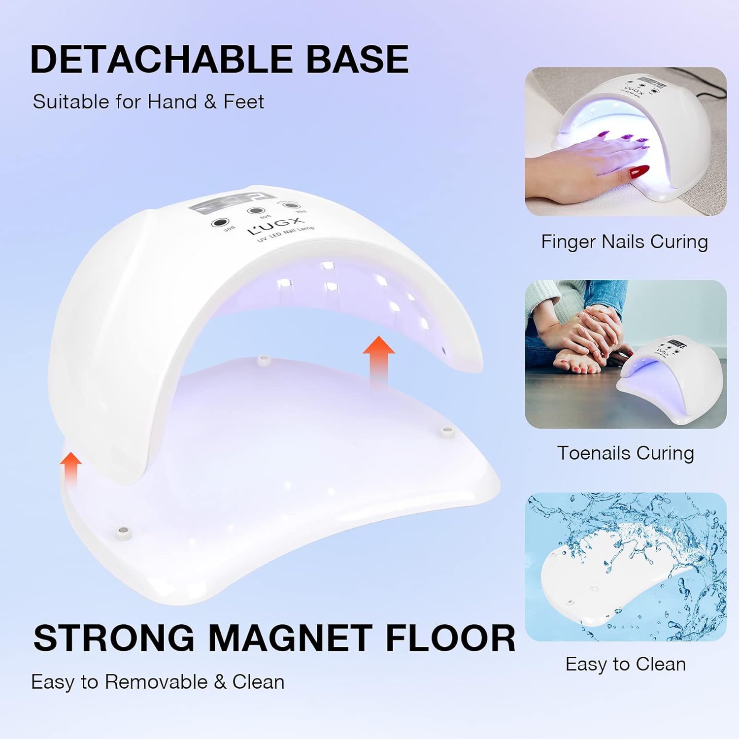 L'UGX 48W UV LED Nail Lamp Nail Dryer for Gel Polish with 3 Timer, Gel Nail Polish Curing UV Light, Perfect for Home Salon Use (White)