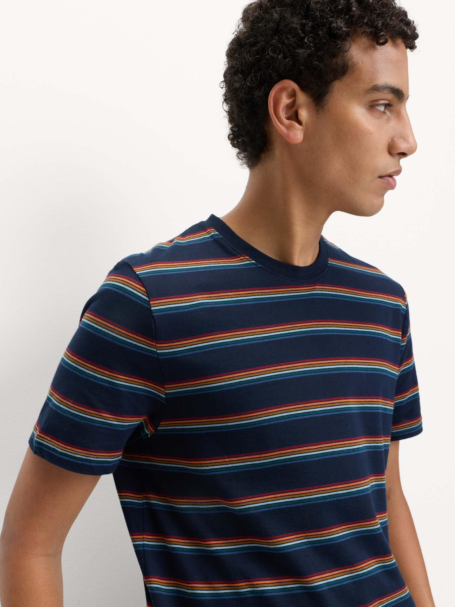 Marks & Spencer Conjunto de Pijama de Rayas Arcoíris de Algodón Puro para Hombre, Ajuste Normal, Cintura con Cordón, con Bolsillos
