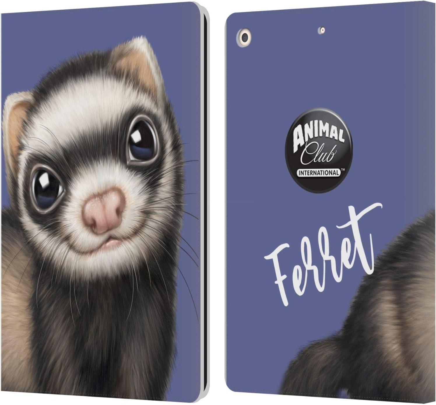 Head Case Designs Officially Licensed Animal Club International Ferret Faces Leather Wallet Case Compatible with Apple iPad 10.2 2019/2020/2021