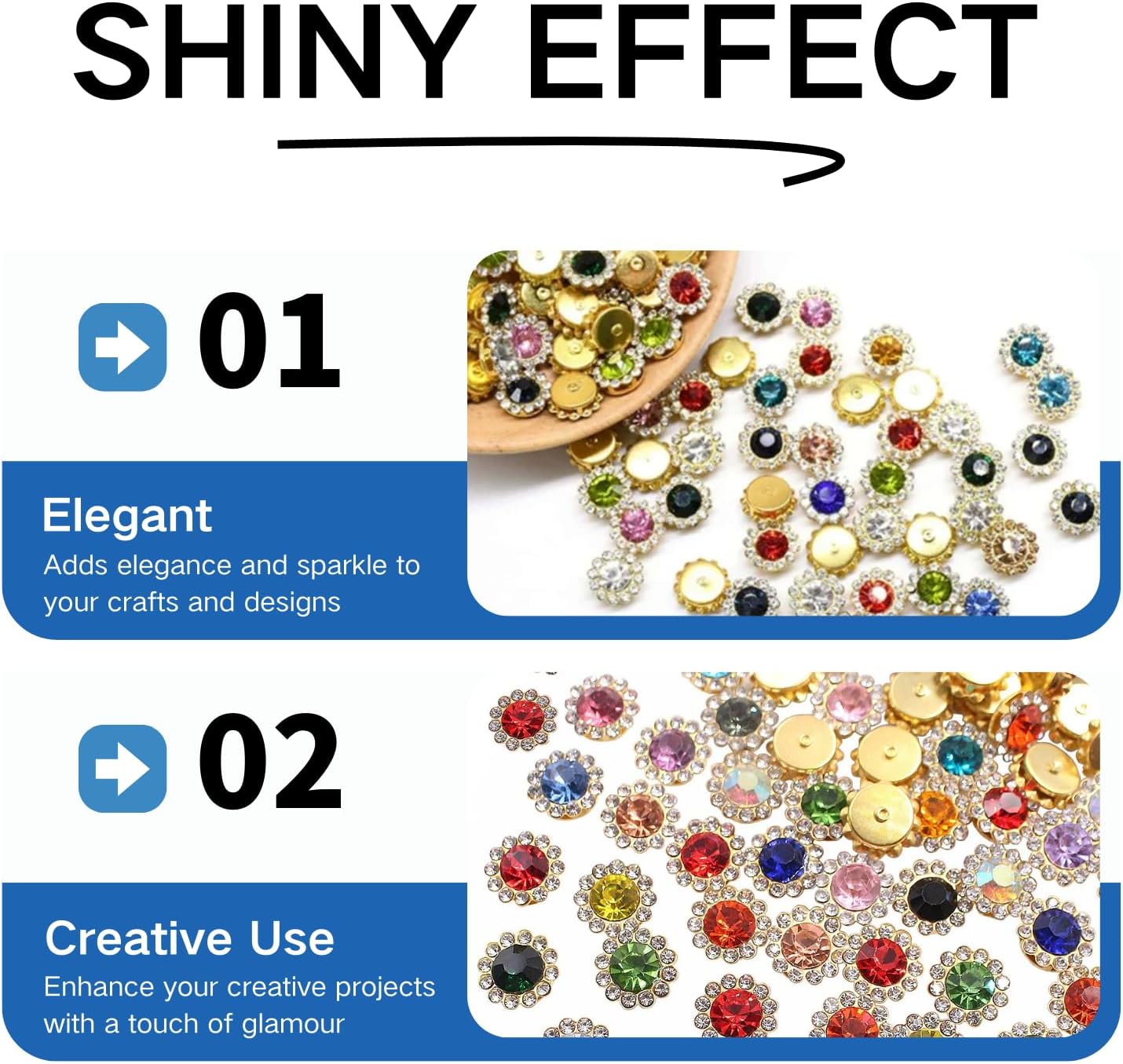 100Pcs 12MM Rhinestones for Crafting Crystal Rhinestone for Crafts Bulk Metal Flat Back Clothes Rhinestones for Bedazzling (Assorted) - Image 5