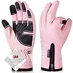 Balhvit -10 Waterproof Winter Gloves for Men & Women, 5-Layer Ski & Snow Gloves for Cold Weather, Breathable Warm Gloves with Touch Screen Fingers (L, Pink)