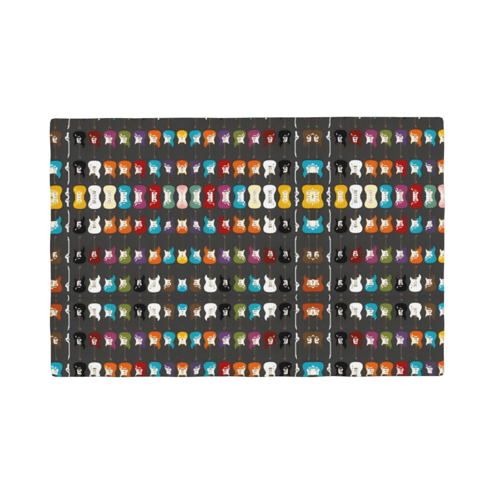 Colorful Guitars Imitation Linen Placemat – Elegant Double-Sided Printed Table Mat for Home, Dining, Weddings