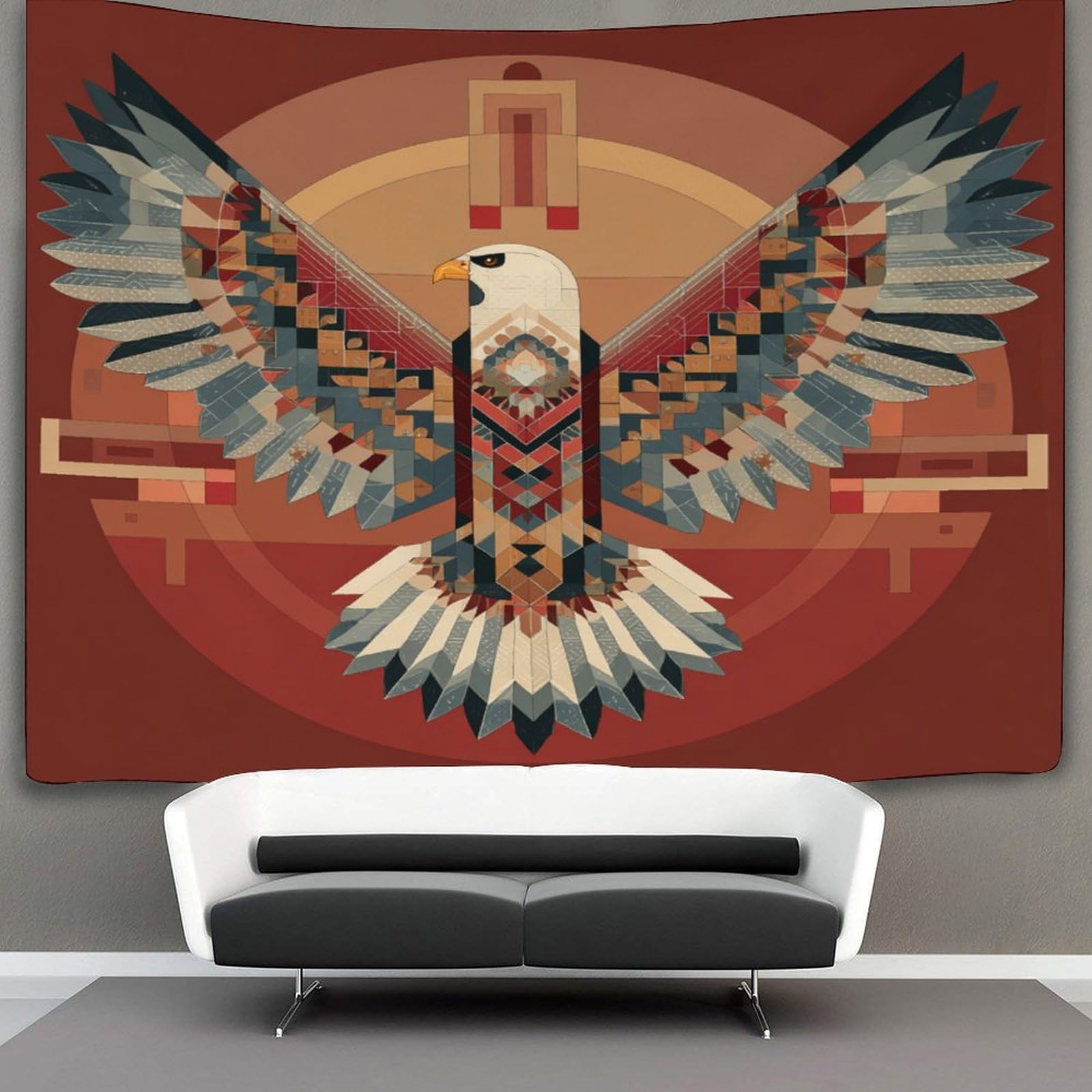 kaiyun Geometric Flying Eagle Tapestry Aboriginal Art Style Tapestries 3D Wall Hanging Home Decorations for Room 180cmx230cm