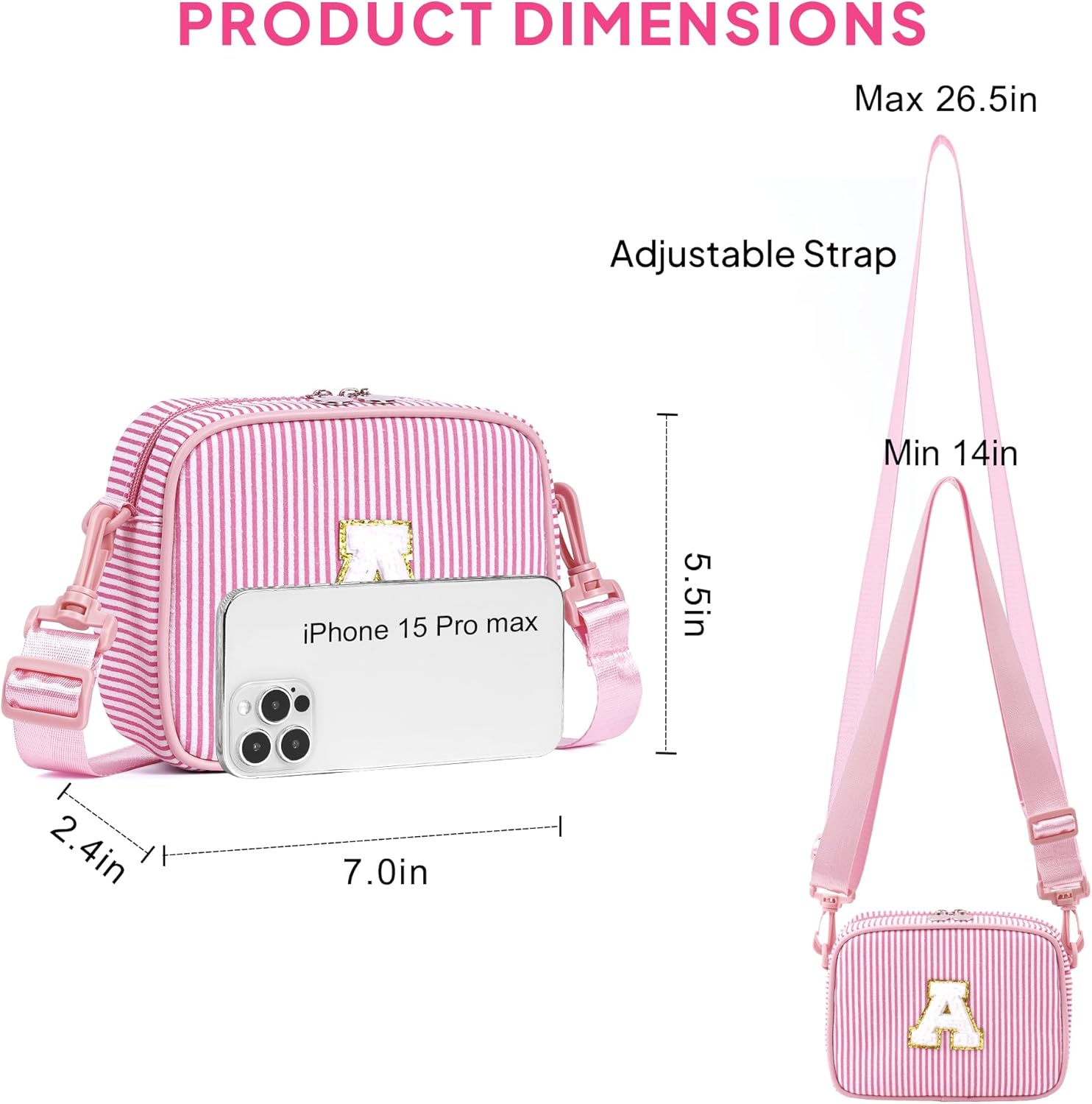 YOOLIFE Birthday Gift for Girls Kids - 2 3 4 5 6 7 8 Year Old Girl Birthday Gift | Initial Monogrammed Crossbody Bag for Girl Kid, Little Girls Purse for Kids Toddler Gifts for Daughter Pink S - Image 4