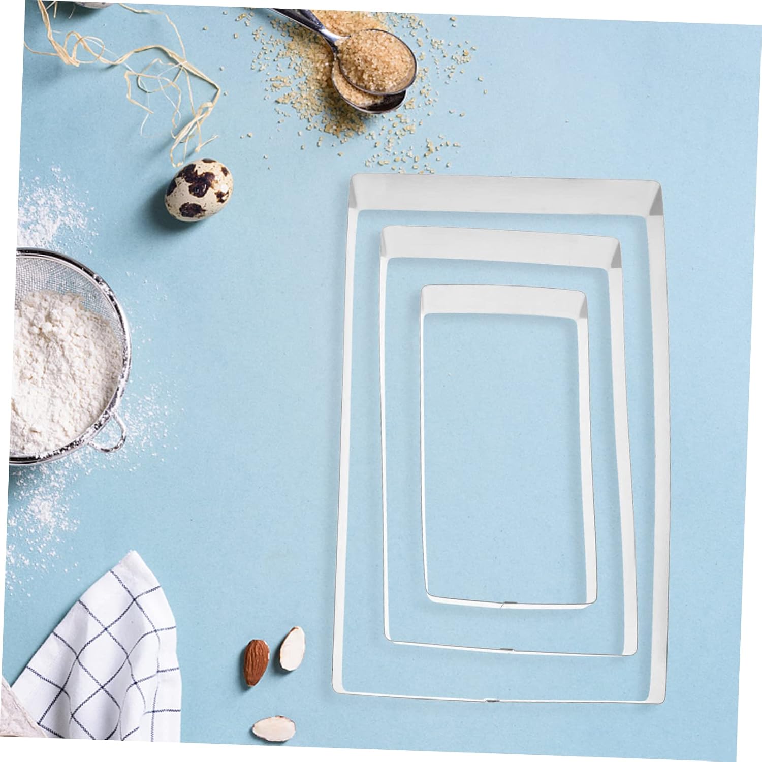 3Pcs Rectangular Stainless Steel Cake Mould Set Mousse Rings for Pastry Cheese Cutter Baking Tool for Tiramisu Cookie Dough
