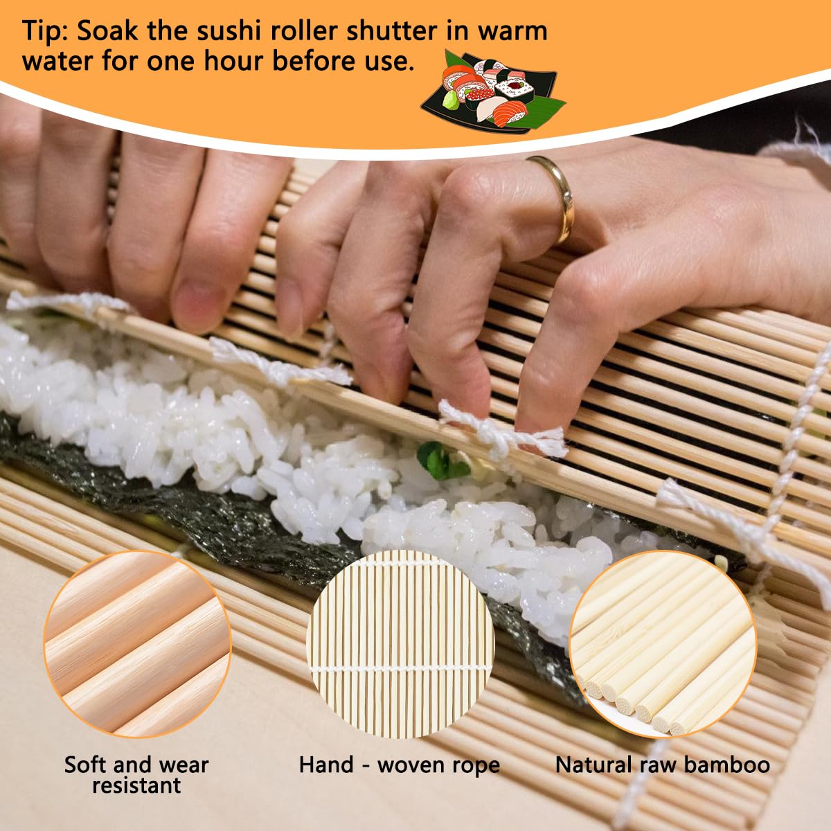 Kit Sushi Complet VicBou – Machine à Sushi Facile Pour Débutants, Avec Moules, Rouleau Et Tapis En Bambou – Préparez Des Sushis Maison Parfaits En Quelques Minutes !