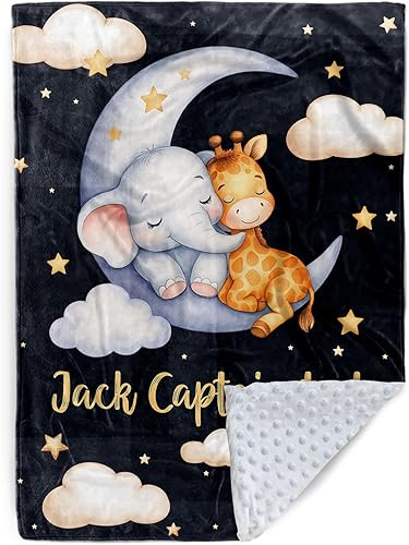 Manta de bebé personalizada para niños, manta de bebé personalizada con nombre, franela suave con respaldo de puntos de doble capa, manta de