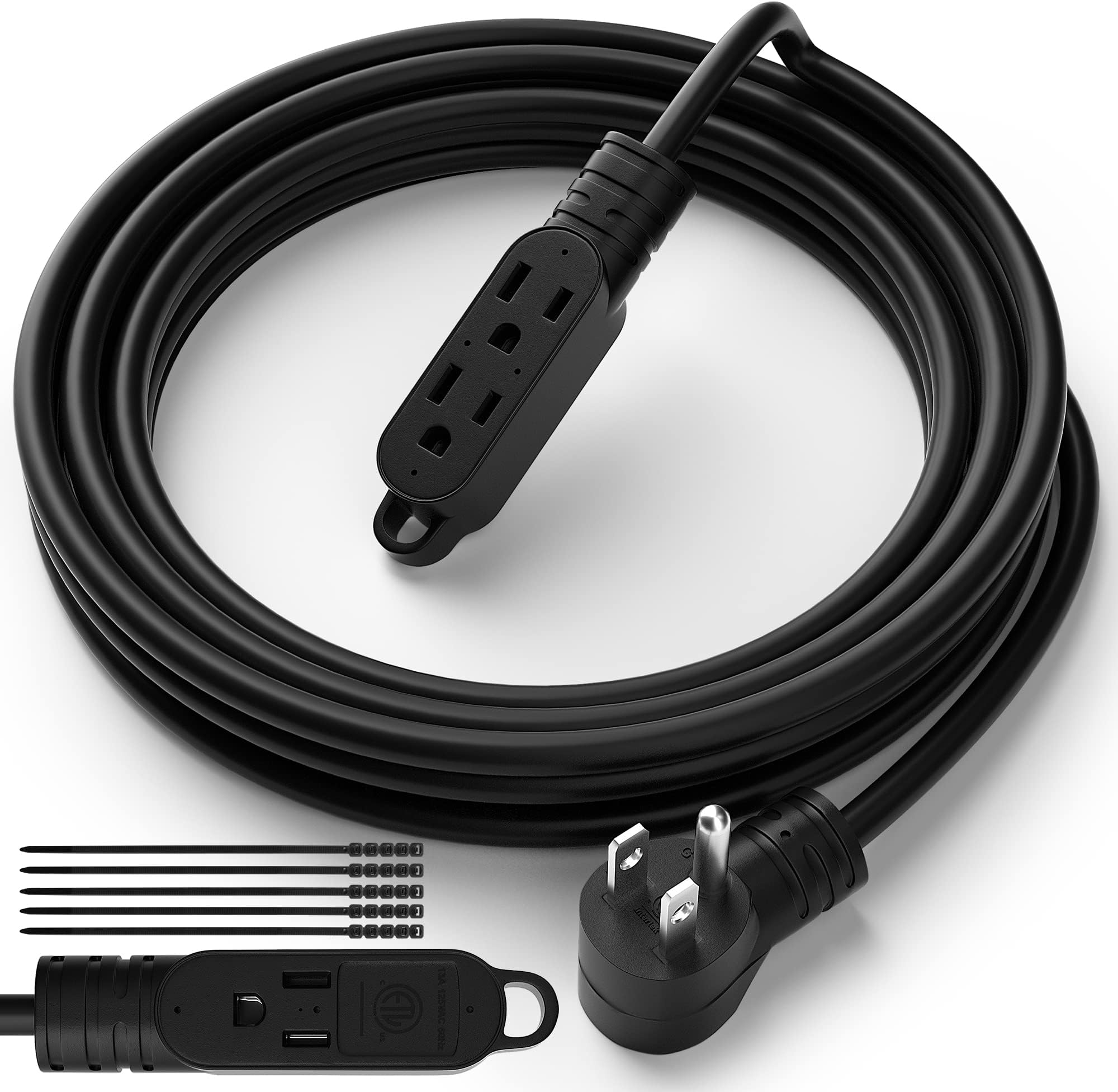 3 Prong Power Extension Cord with Multiple Outlets 6 FT, 16/3 Gauge Multi 3 Outlet