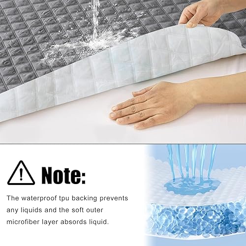 Miniatura 4 de Funda protectora de colchón impermeable color negro, tamaño King, funda acolchada con bolsillo profundo, para niños, adultos, ancianos (negro, King)