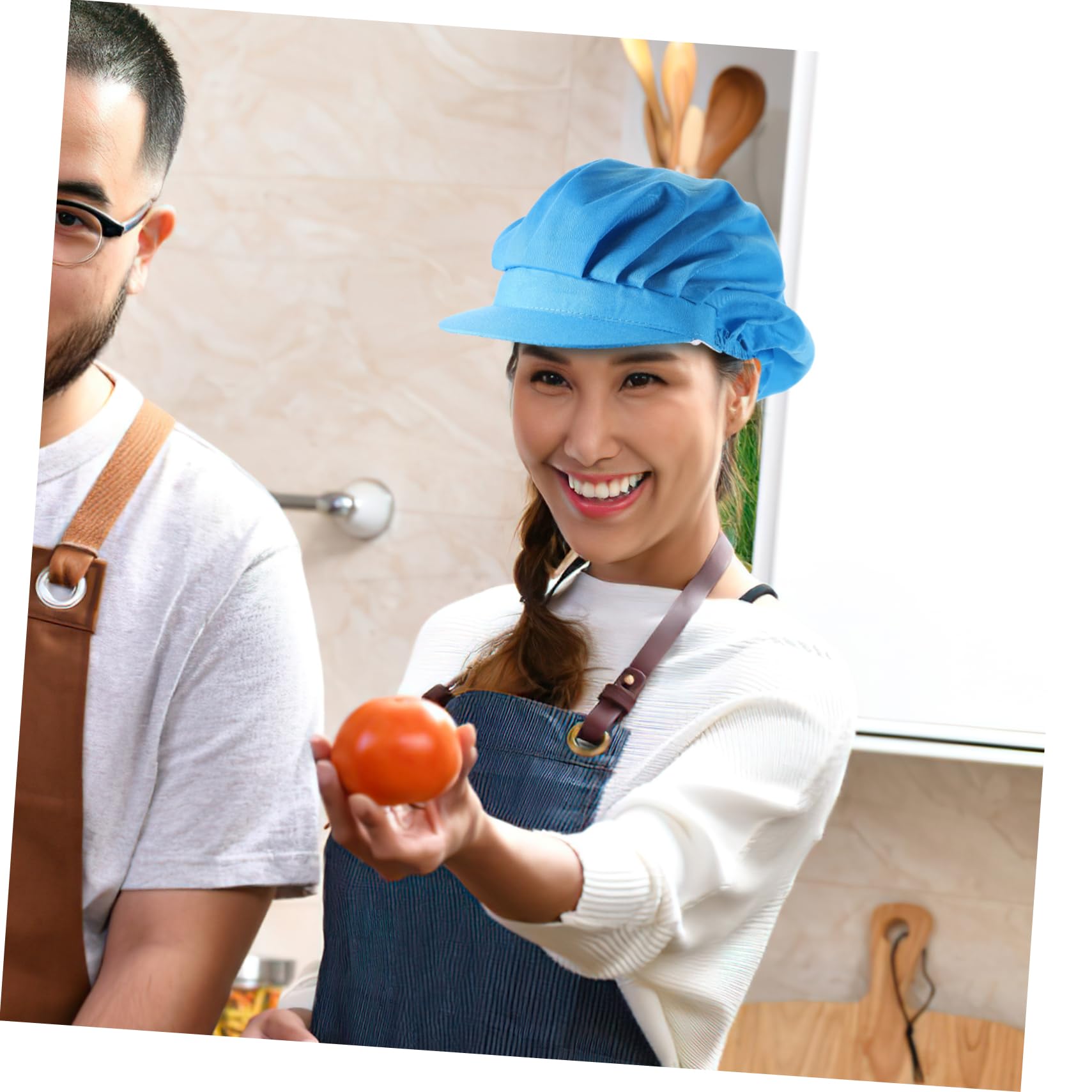 VALICLUD Sombrero de Cocinero Gorro Cocinero Gorro de Cocina Gorro de Cocinero Accesorio de Cocinero Sombrero de Trabajador de los Hombres redecilla de Chef Trajes de Chef poliéster Blue