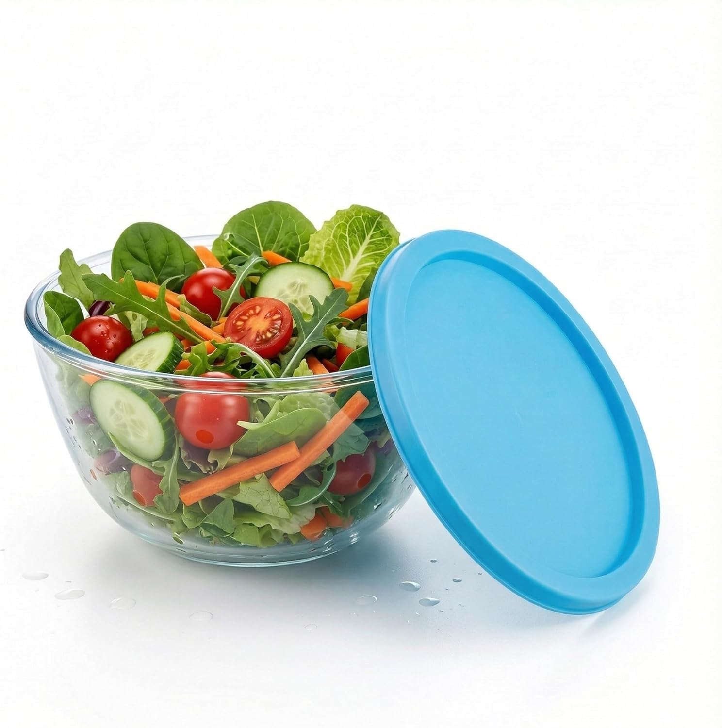 Glass Sourdough Mixing Bowls with Lids, 2-Pack Large Capacity Clear Bowls, 4.76 Quart for Bread Making, Perfect for Mixing, Proofing, Storing Dough