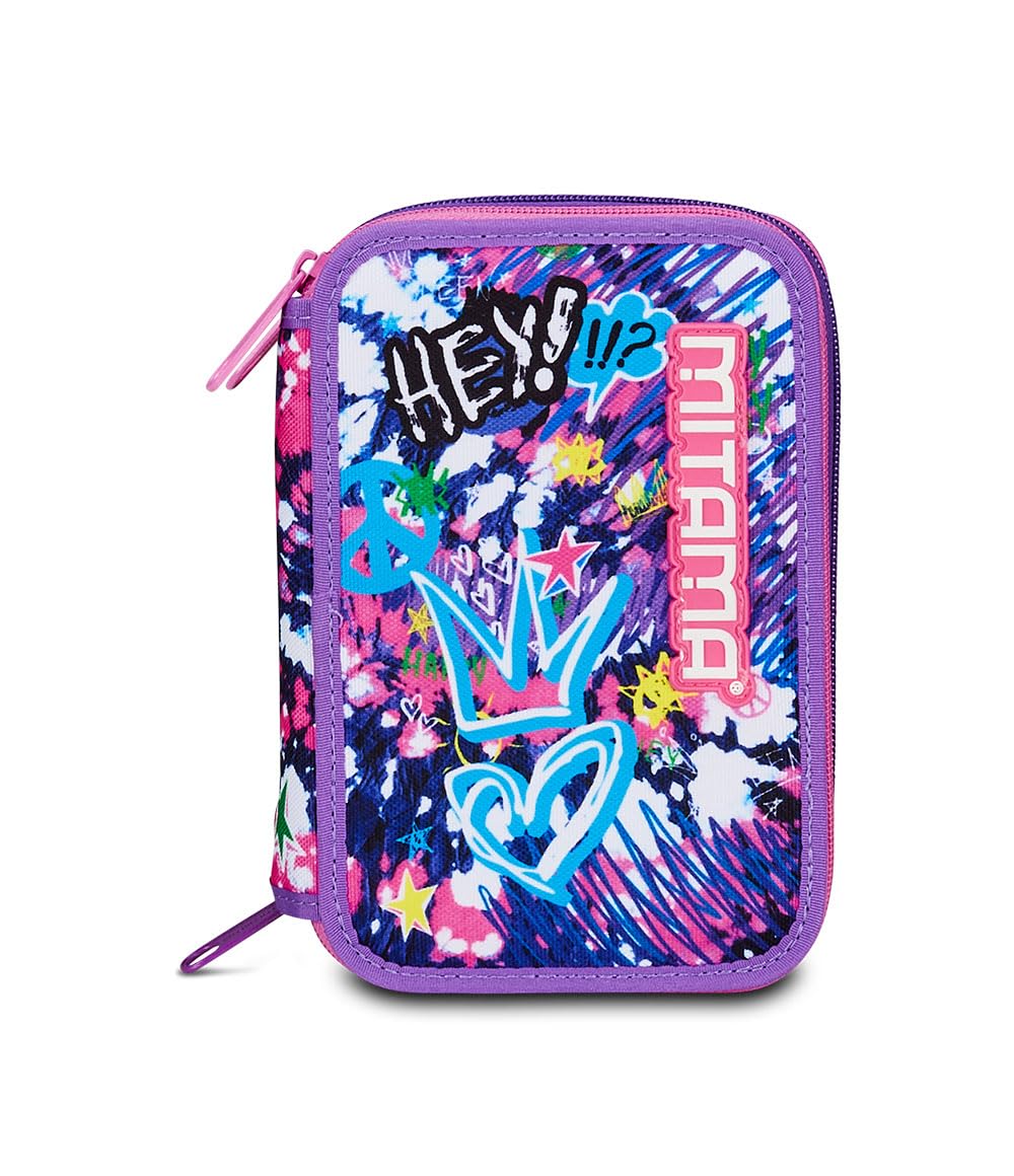 Mitama Astuccio Scuola 3 Scomparti, HEY DYE, Contenuto 47 pz, Completo di Matite, Pennarelli, Portapenne Scuola Elementare Bambina
