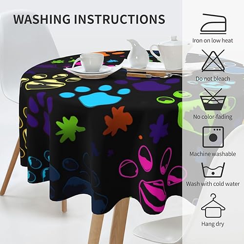 Miniatura 7 de Nameapo Mantel redondo con estampado de perro colorido de 60 pulgadas, tapete de mesa (apto para mesa de 20 a 47 pulgadas) para decoración de cocina