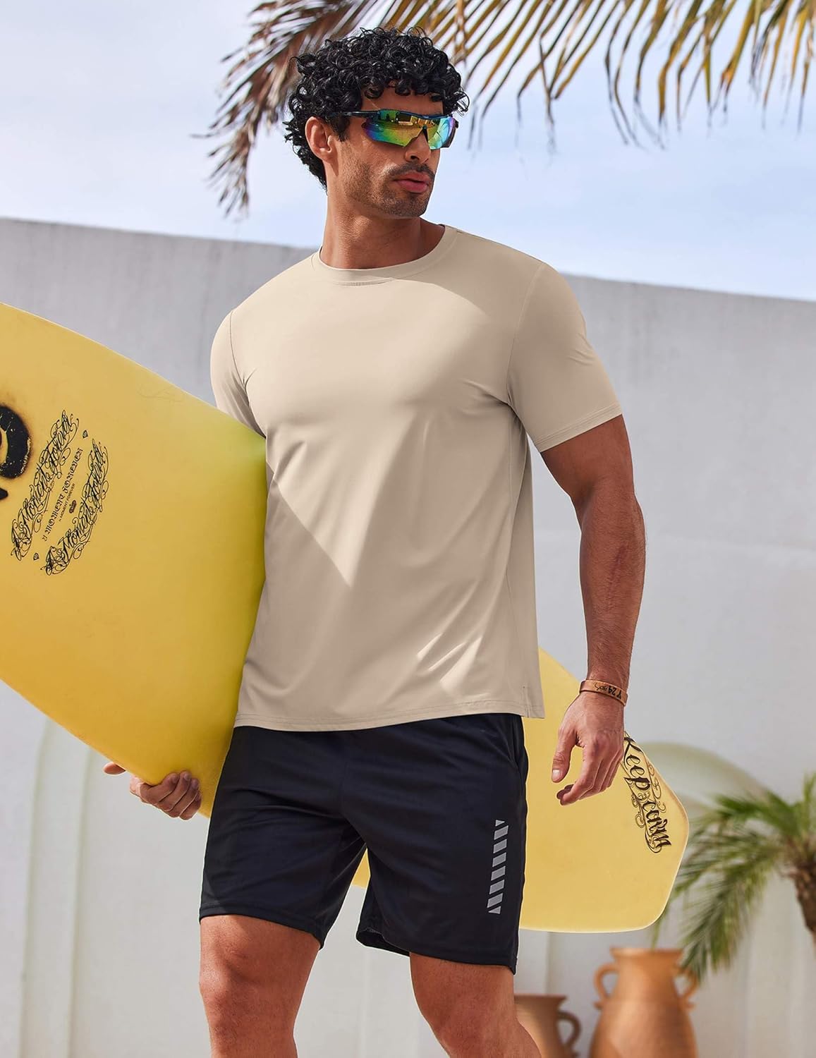 COOFANDY Men's Swim Shirt Short Sleeve UPF 50+ Sun Shirt Rash Guard T-Shirts Quick Dry Beach Shirts Breathable - Image 3