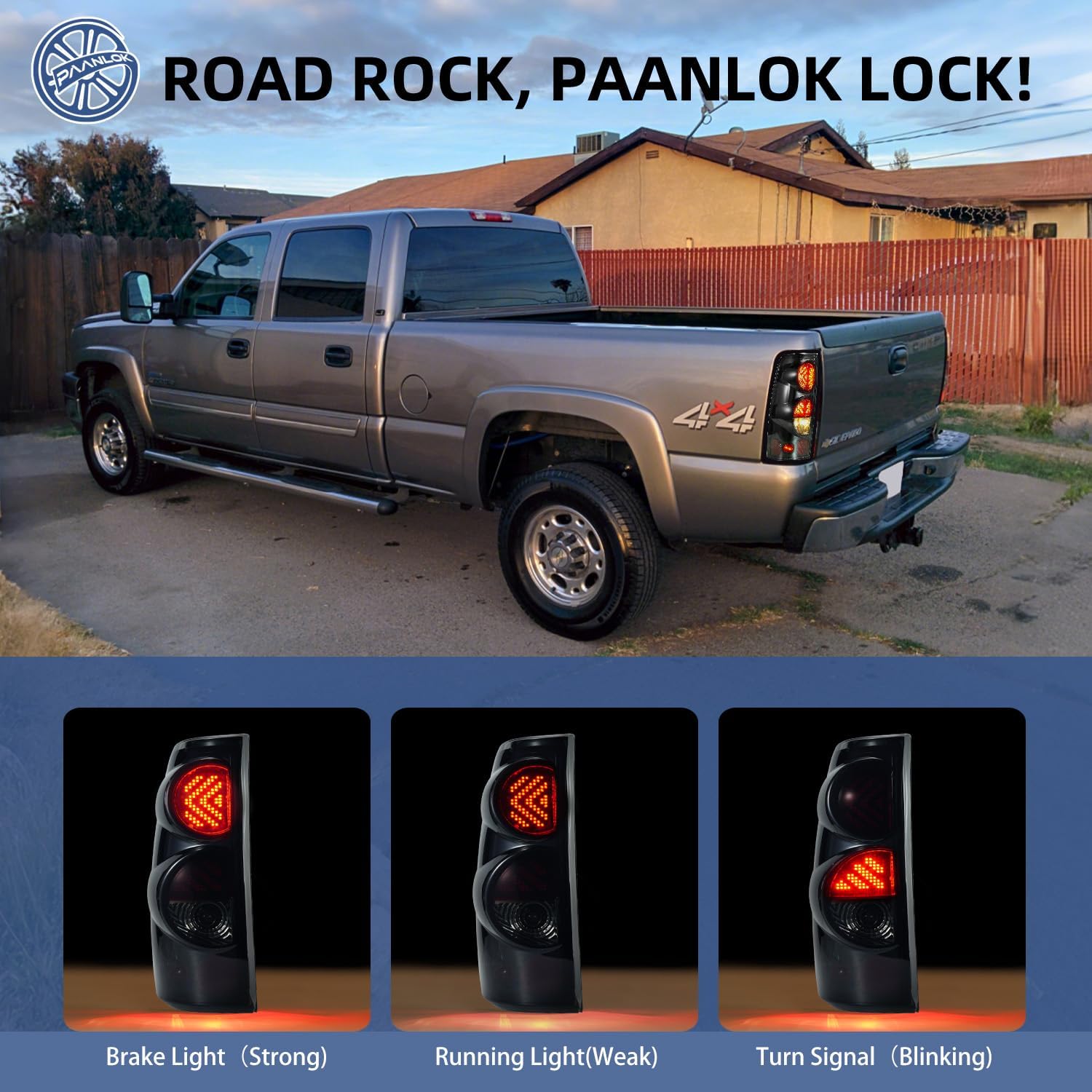 LED-Style Tail Lights Assembly for 2003-2007 Chevy Silverado 1500/2500/3500 HD & Classic Heavy Duty, Fleetside Only, Set of 2 Aftermarket Replacement (Stealth Aggressor)