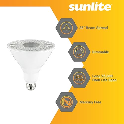 Miniatura 3 de Sunlite Foco reflector LED PAR38 regulable de 15 W, equivalente a incandescente de 100 W, base media (E26), inundación ancha, blanco frío de 4000 K