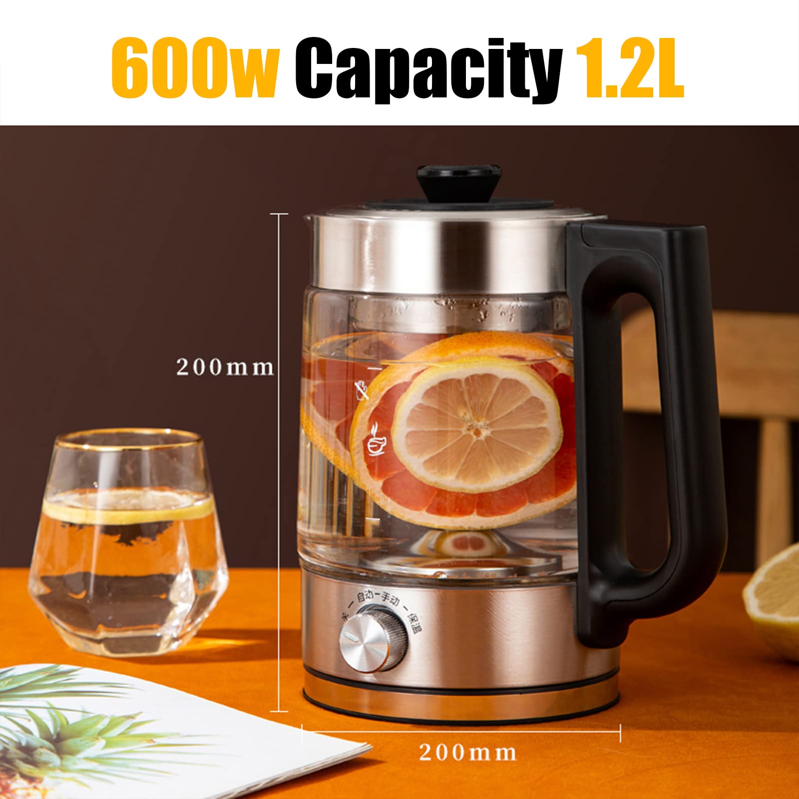 Bollitore Elettrico in Acciaio Inossidabile a Ebollizione Rapida 600 W Boiler Boiler Heater Tea Boiler Elettrico Indicatore a Led, Auto-Off Boil-Dryion