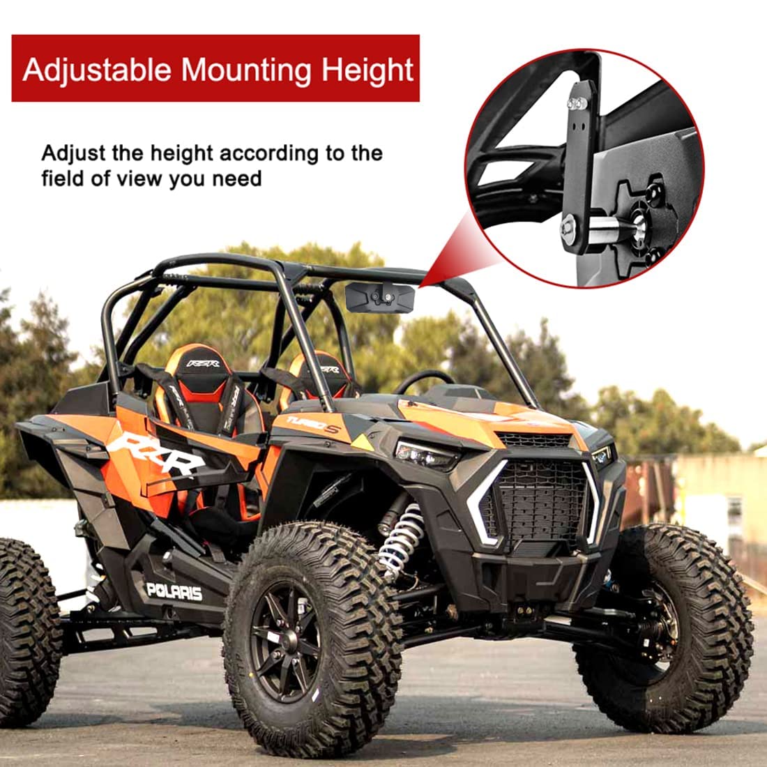 Rétroviseur Marin Réglable – Convexe, ABS, Pour Bateau Et UTV, Compatible Ranger 500/570/1000 XP, Avec Support Et Rotule