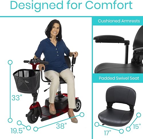 Miniatura 4 de Vive Scooter de movilidad de 3 ruedas – Dispositivo de silla de ruedas móvil eléctrica para adultos – Plegable, plegable y compacto para viajes