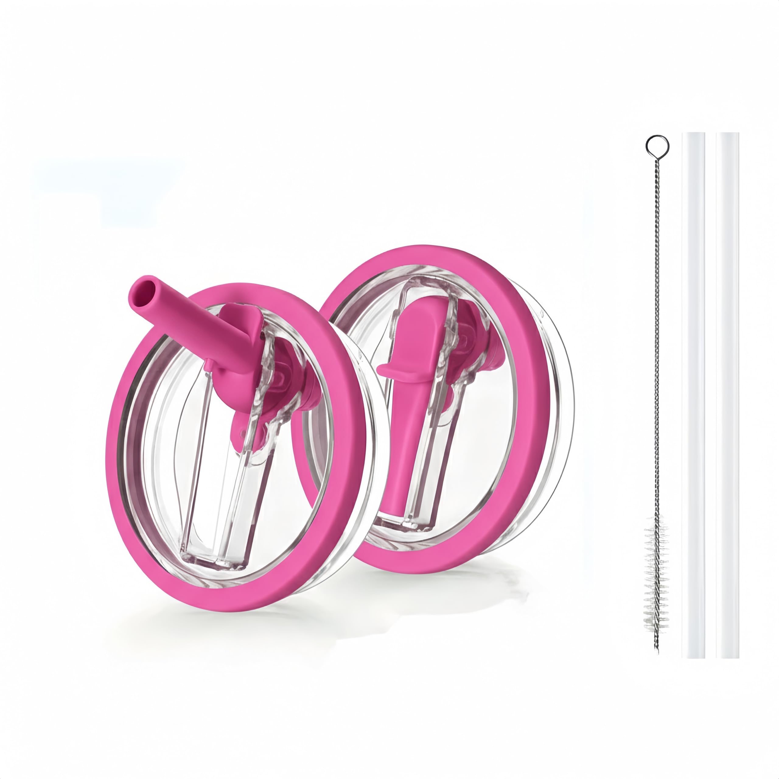 Photo 1 of 2-Pack Flip Straw Lid Replacement for Stanley Cup 40oz Accessories,Leak Proof Lids for Stanley Quencher H2.0 Spill Proof Tumbler Cover Rose