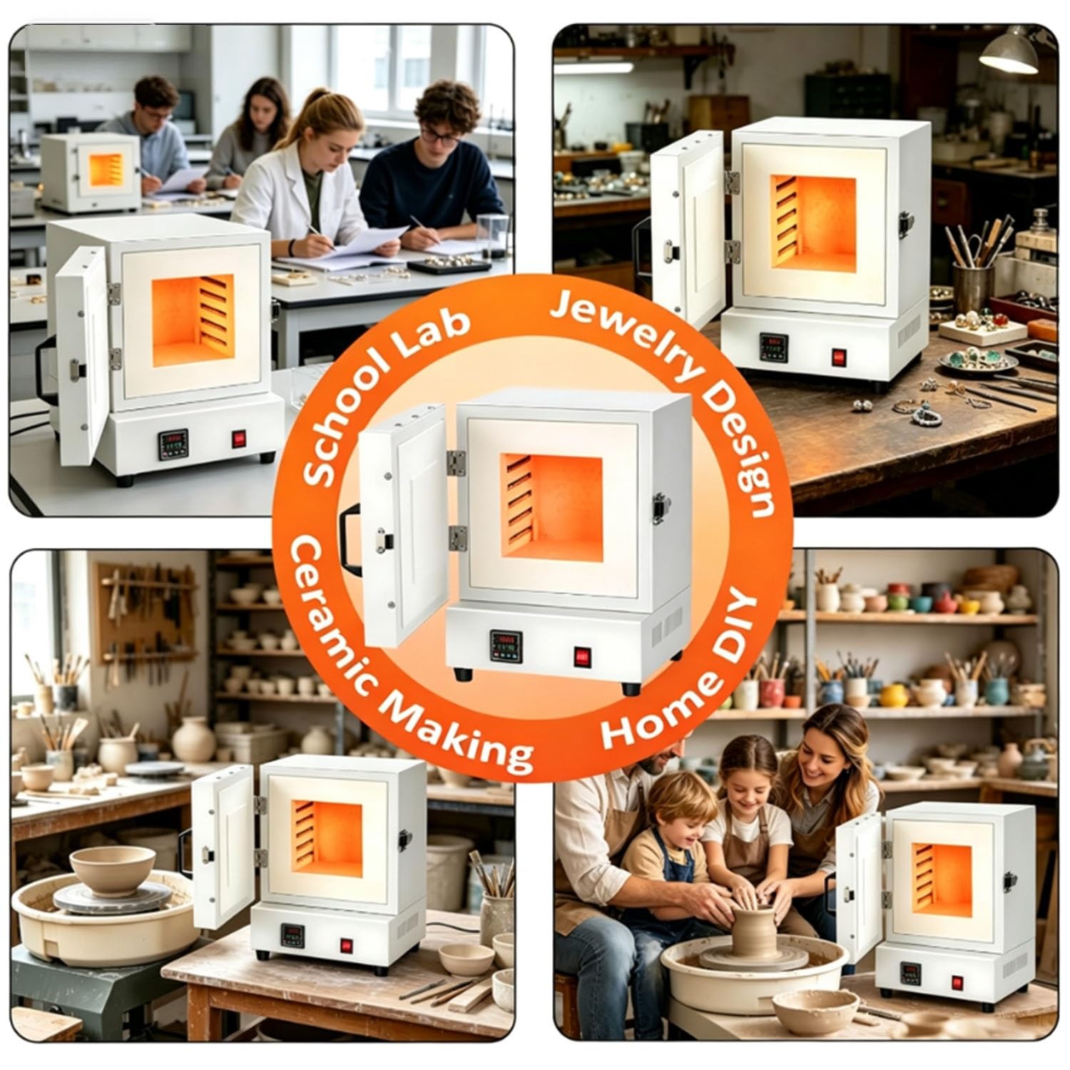 Horno de mufla eléctrico digital de 1150 ℃, horno de combustión de mesa compacto de 2000 W for uso en laboratorio, fabricación de joyas, cerámica y proyectos de fusión