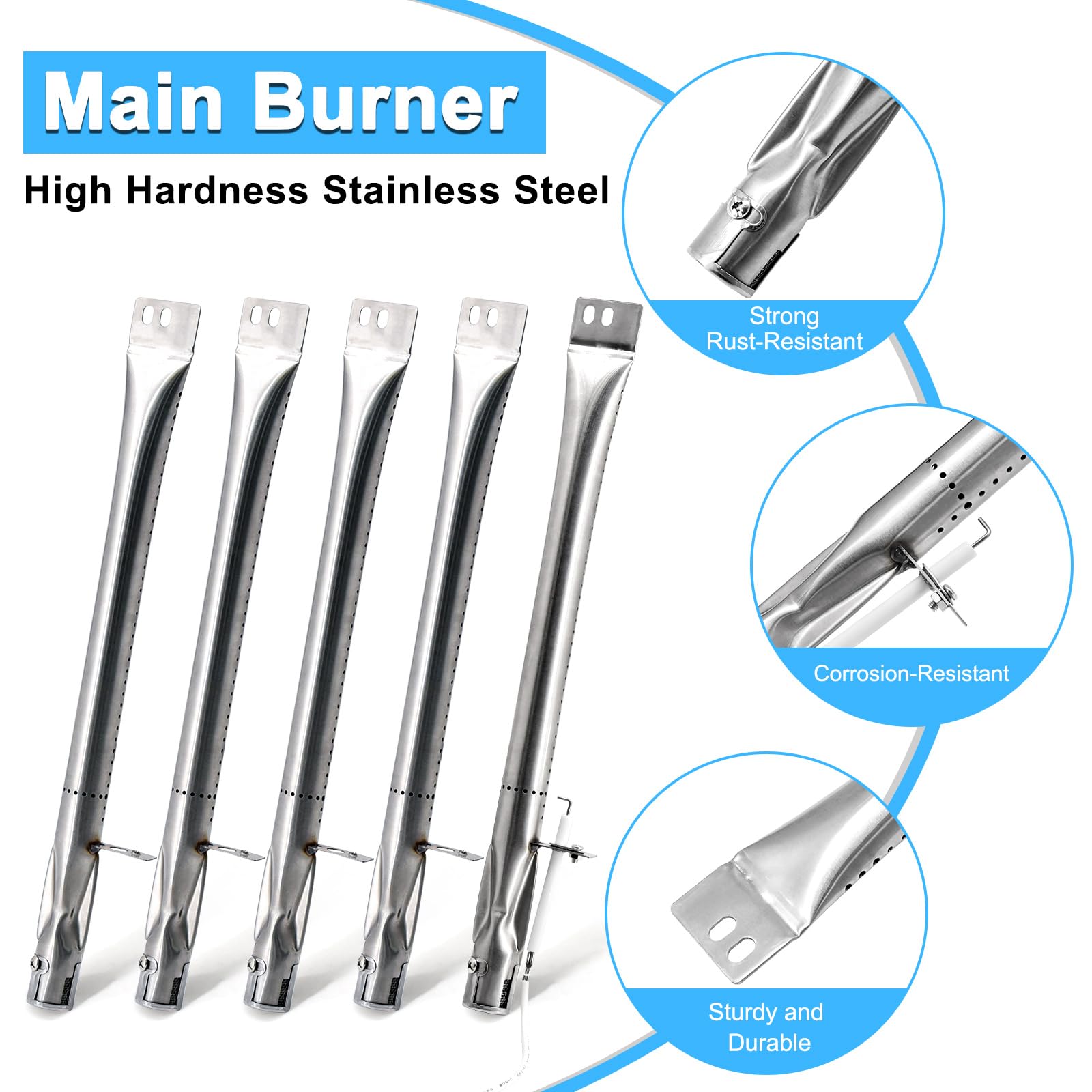 Piezas de repuesto para parrilla Brinkmann 810-2511-S 810-2512-S, protectores térmicos, quemadores de parrilla, kit de encendedores de parrilla para 810-2511-S 810-2512-S Brinkman