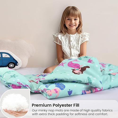 Miniatura 6 de david's kids Juego de colchonetas para siesta para niños pequeños con almohada extraíble, bolsas de dormir ultrasuaves para niños y niñas, neutro,