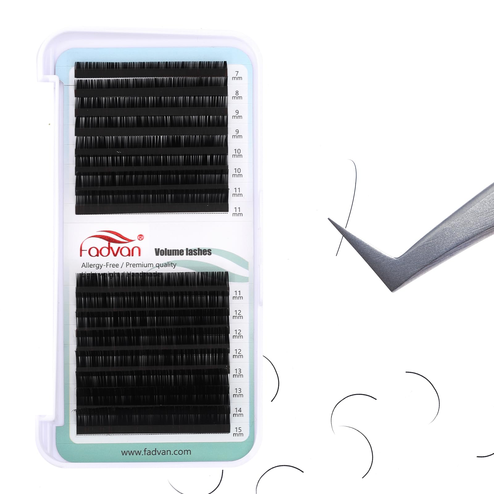 FADVAN Eyelash Extensions Individual Lashes 0 15mm C curl 7-15mm Mix Tray Classic Matte Black Natural Faux Mink