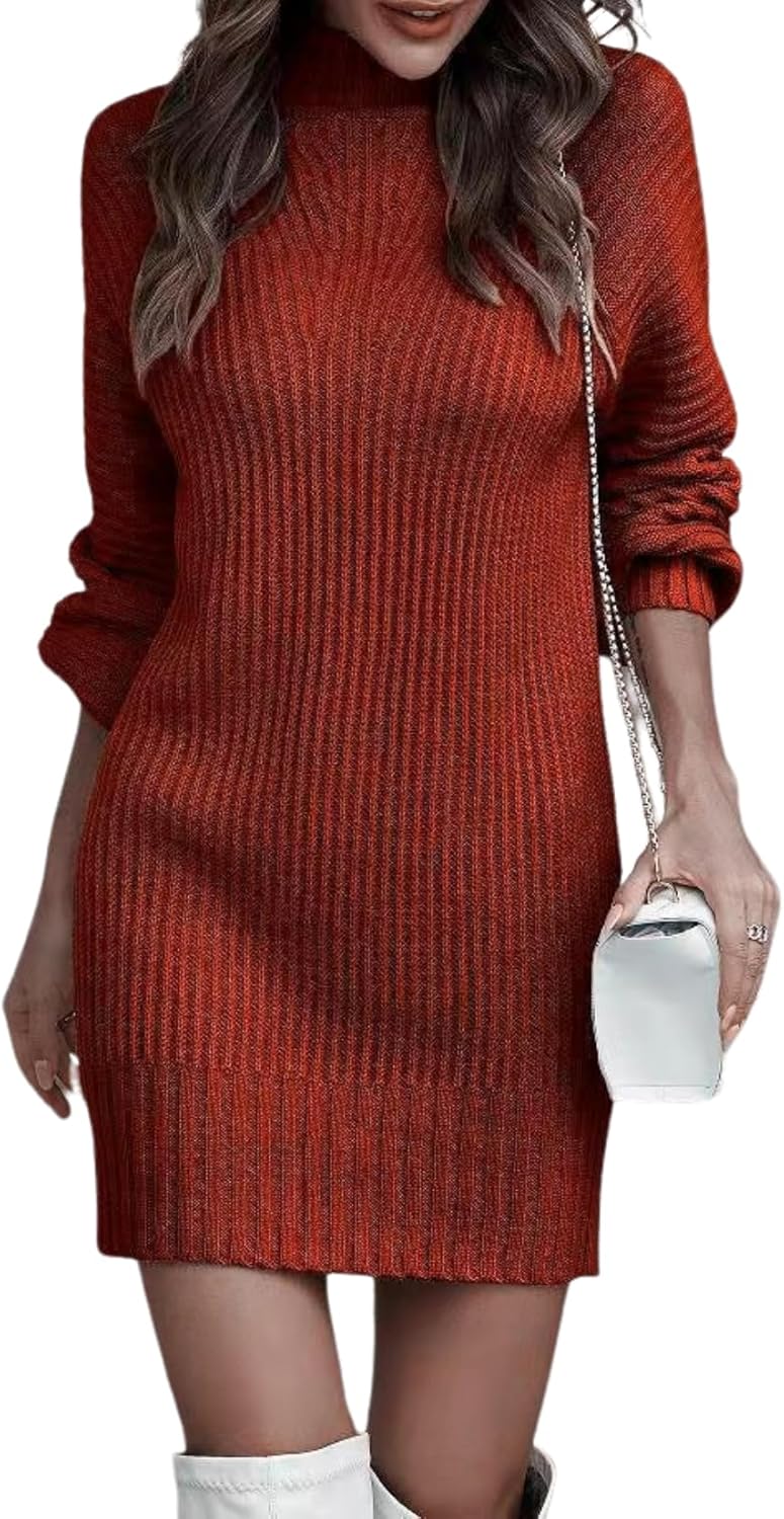 Women's Oversized Turtleneck Sweater Batwing Sleeve Ribbed Knit Loose Fit Long Slee...