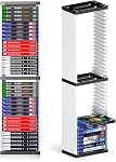 Nargos Video Game Storage Stand Tower for PS5/ PS4/ PS3/ Xbox Series S & X/Xbox one Game, Universal Game Disc Holder Vertical Blu Ray Case Organizer (White)