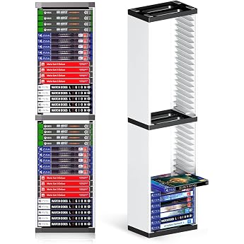Nargos Game Stand for PS5/PS4/PS3/Xbox Series S & X/Xbox One, Universal Vertical Stand for Blu-ray Game Discs (White)