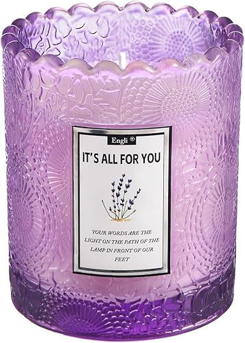 Vela perfumada de rosa lavanda para el hogar, velas perfumadas de cera de soja de 45 horas de tiempo de combustión para mamá y mujer, vela relajante
