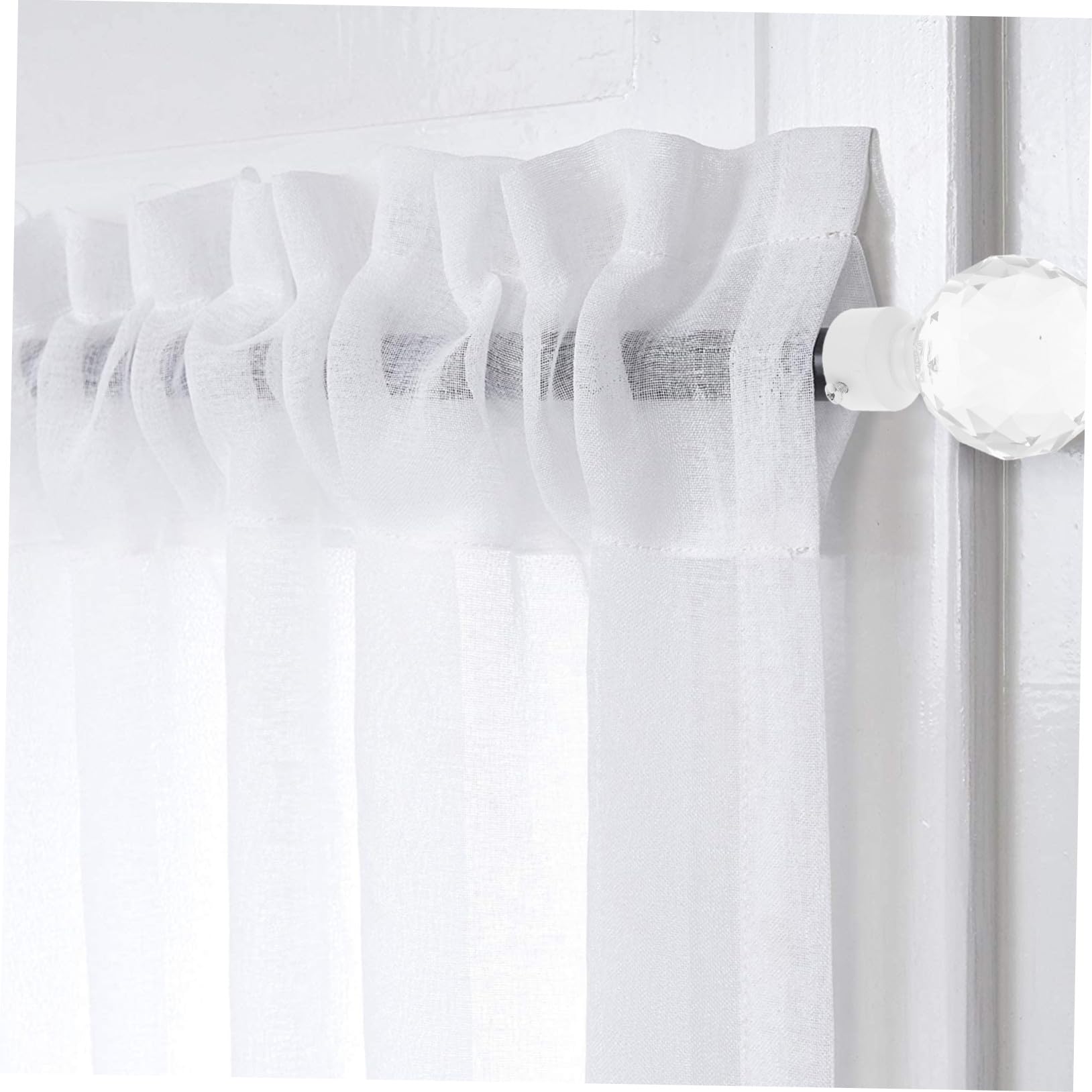 Embouts Décoratifs et 2pcs pour Tringle à Rideaux Design Élégant en Fer et Cristal Blanc Fonction Décoration Fenêtre Maison et Salle à Manger