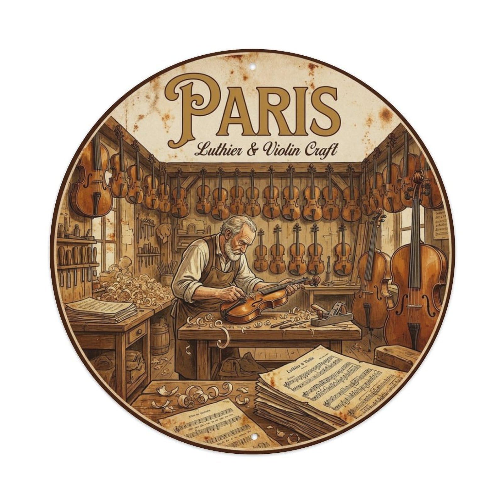 Olhnbad Style Paris Craft Culture Bookshop Literary Travel Metal Tin Sign