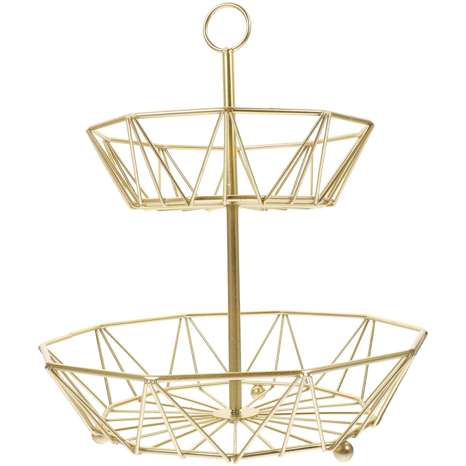 Totority 鉄製2段フルーツバスケット デスクトップスナックトレイ 果物収納トレイ キッチン用 食器とサーブウェア収納