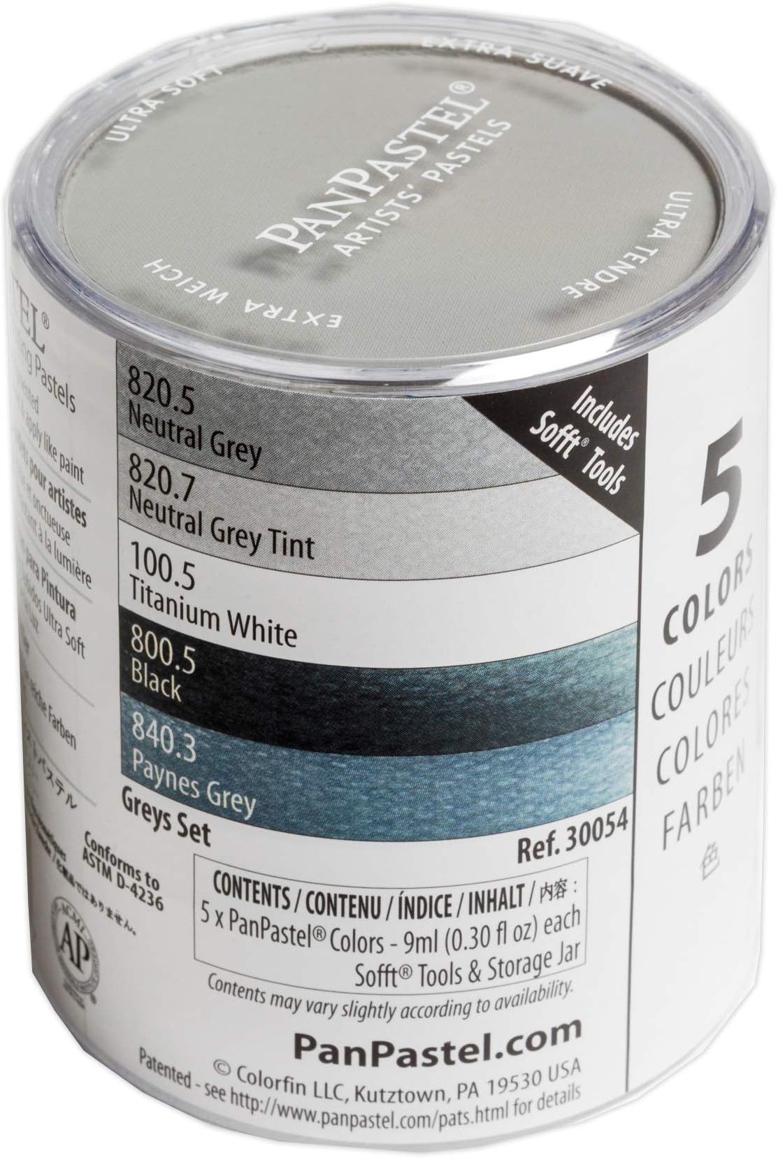 PanPastel Artist Pastels by GOLDEN, Grays Set, 5 Color, Professional Artist Pastels, Unique Pan Format (cake-like)