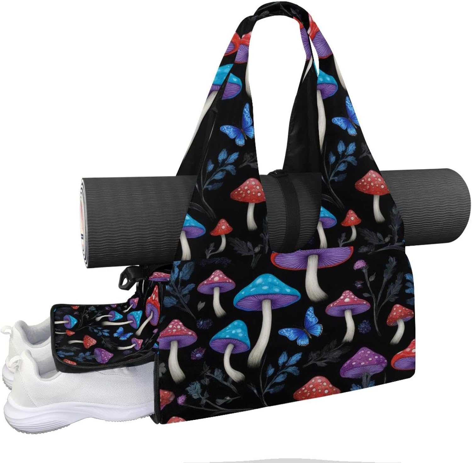 Yoga Mat Bag, Gym Workout Bag with Shoe Compartment, Highland Cow Sunflowers Pilates Bag for Women, Quick Access Storage Yoga Tote Bag for Sports Travel Office