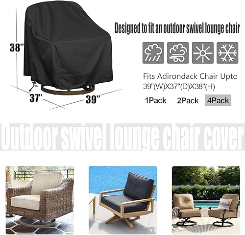 Miniatura 2 de Paquete de 4 fundas giratorias para sillas de salón al aire libre, impermeables, resistentes