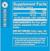 Vista 2 de The Vitamin Shoppe Zinc 50MG - Apoyo inmunológico, salud de la piel y protección antioxidante, mineral esencial (100 cápsulas)