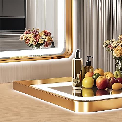 Miniatura 4 de Espejo de baño LED, espejo rectangular de 36 x 28 pulgadas, espejo de pared antivaho con luz cálida  natural  blanca ajustable de 3 colores, 6000 K