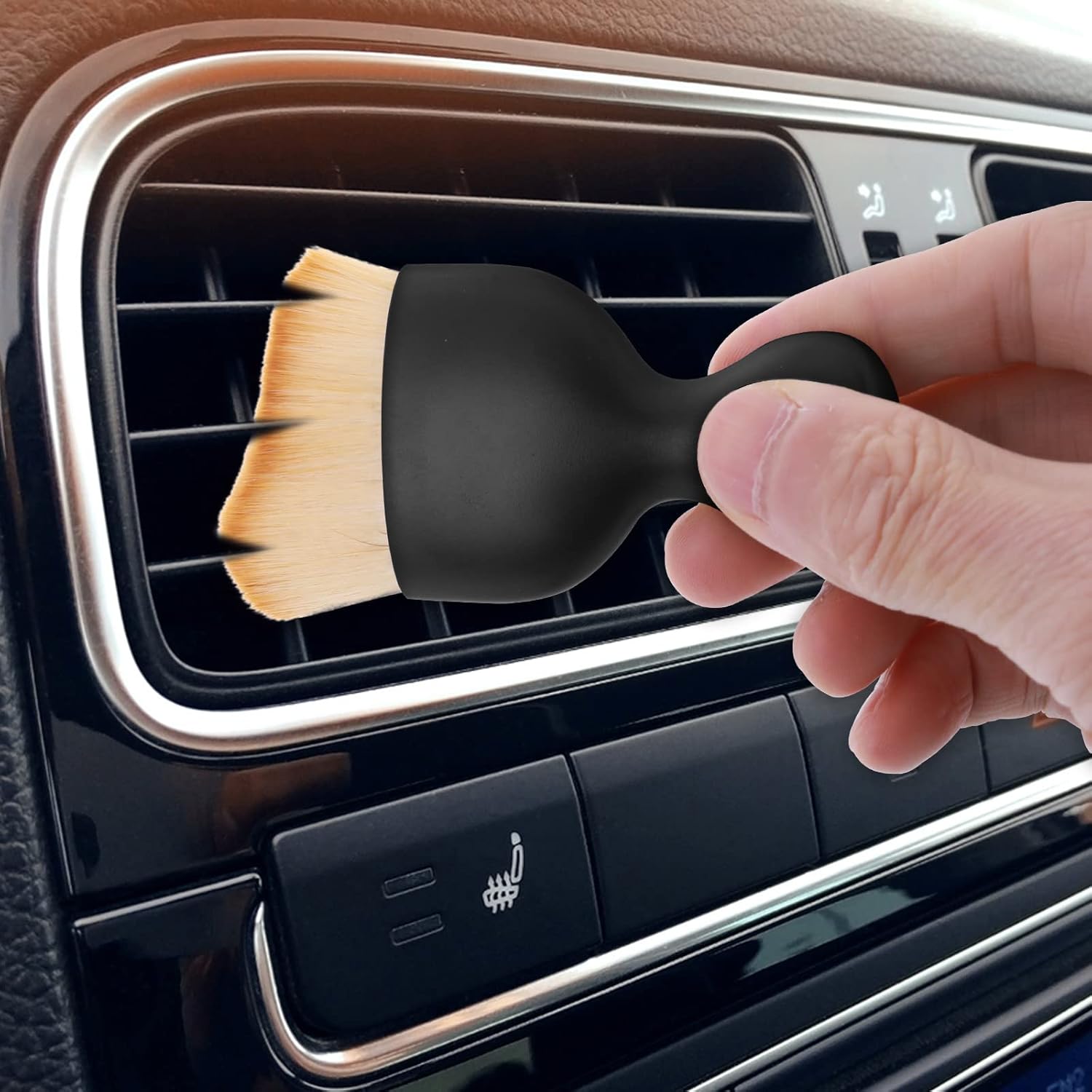 cobee Car Interior Cleaning Soft Brush - No Scratch, 2 Pack Car Cleaning Brushes Duster with Soft Bristles Dashboard Air Outlet Gap Dust Removal Brushes for Automotive Air Conditioner Vents(Black)