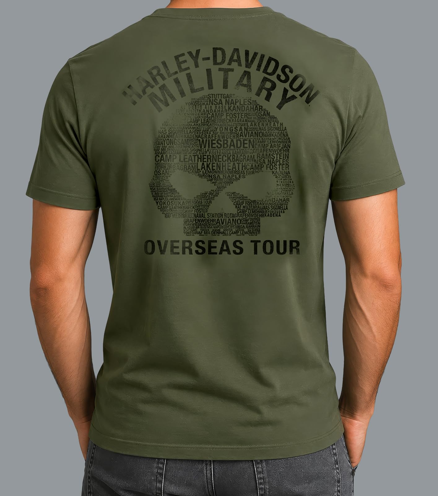 Harley-Davidson Militare, esclusivo Overseas Tour, Military Honor, Maglietta da uomo con licenza Harley
