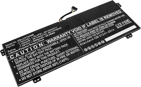 Replacement Battery for Lenovo L16C4PB1,L16L4PB1,L16M4PB1,SB10W6727,5B10M52211,5B10M52740,5B10Q38238,5B10W67229,6000mAh/7.68V