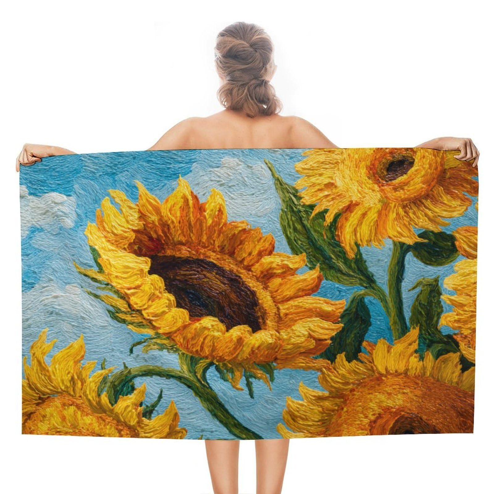 LSRCPD Sunflowers with Vibrant Colors Beach Towel Sand Free Microfiber Large Shower Towels Multipurpose Absorbent for Bathroom Pool 130x80 CM