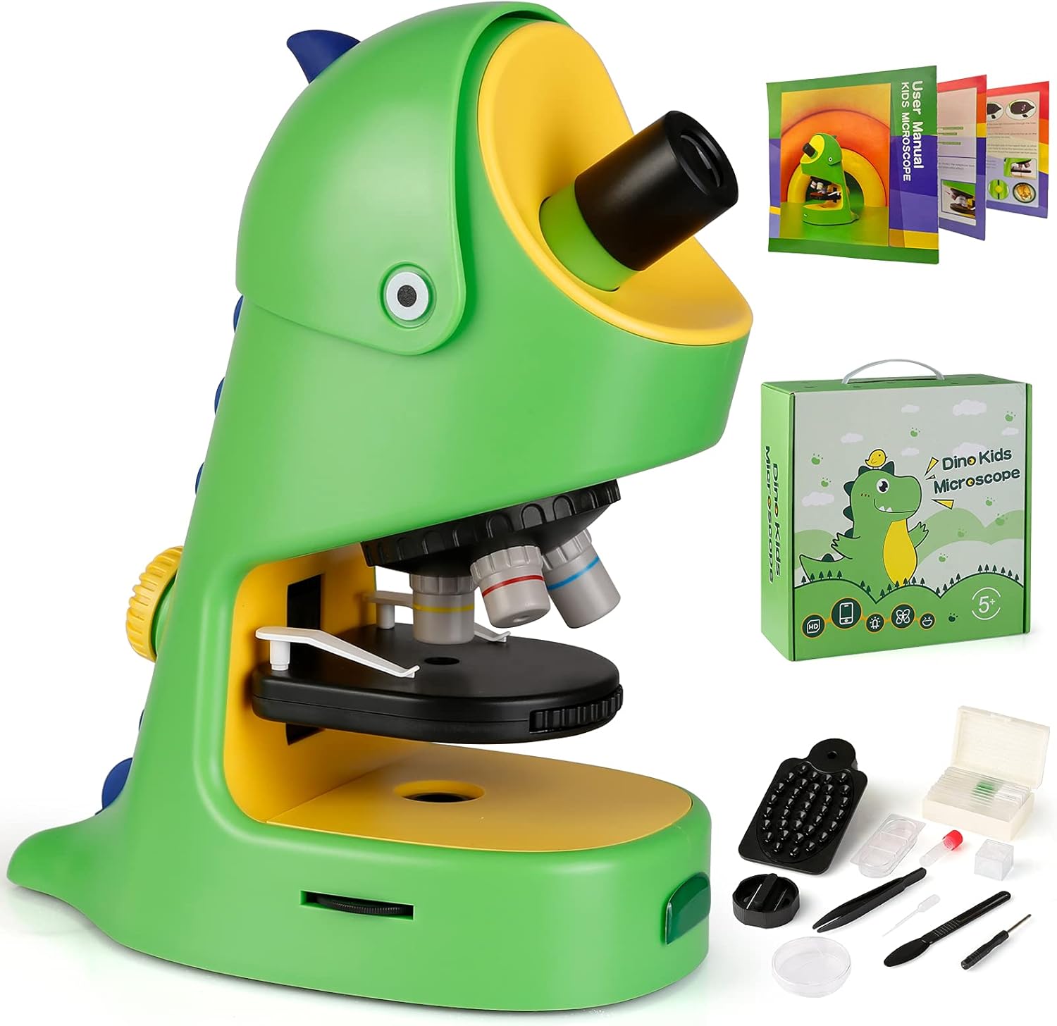 Kids Microscope 40X-400X, Beginner Microscope Kit with Microscope Slides & LED Light, Science Experiment STEM Kit Fits for Ages 5 to 12 : Toys & Games