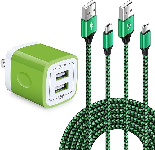 Bloque de enchufe de pared de doble puerto USB C adaptador con 2 cables de carga rápida tipo C de 6 pies para Samsung Galaxy S24 S23 S22 S21 S20 S9