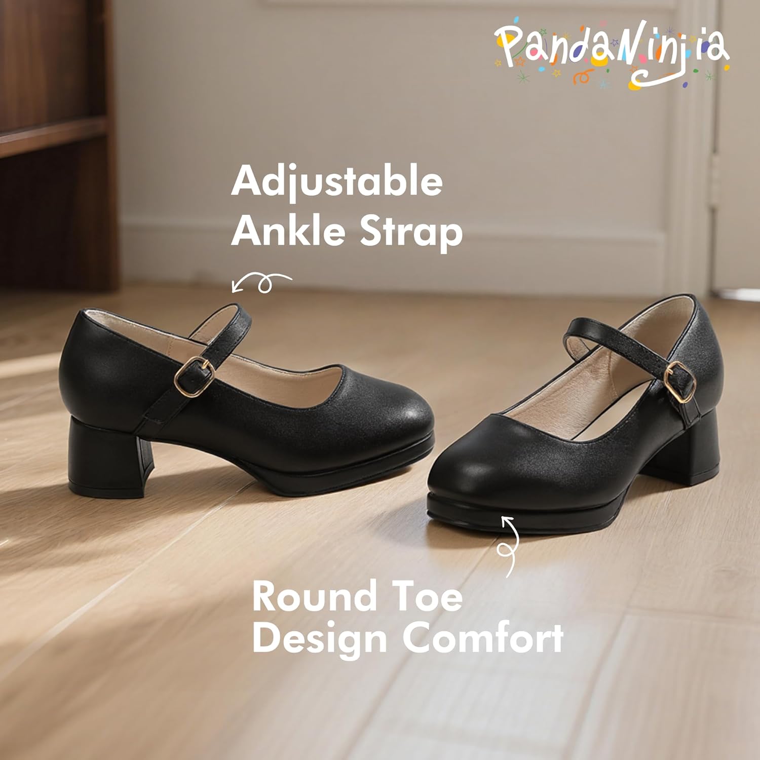 PANDANINJIA Girls Dress Shoes Chunky Platform Heels Mary Jane Pumps Round Toe Toddler Little Big Kid Wedding Party Shoes - Image 5