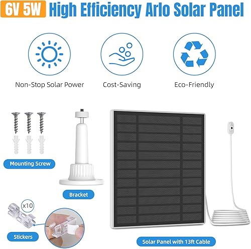 Miniatura 2 de 1 Pack Solar Panel Charger for Arlo UltraUltra 2 Pro 3 Pro 4 Pro 3 Floodlight SecurityArlo Pro 5S 2K Camera, 6V 5W Arlo Solar Panel Charger IP65