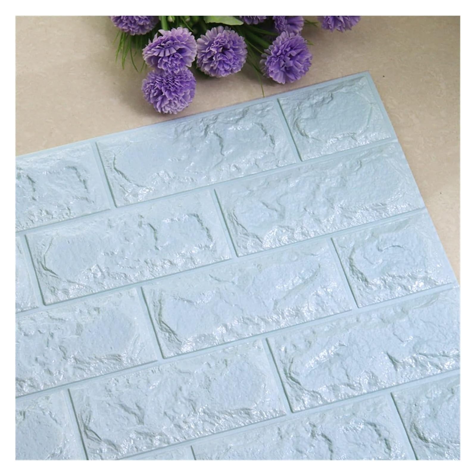 PVC wall Panels， Self Adhesive Foam Decoractive Panels Home Decor Living Room House Decoration Bathroom(Lightblue)